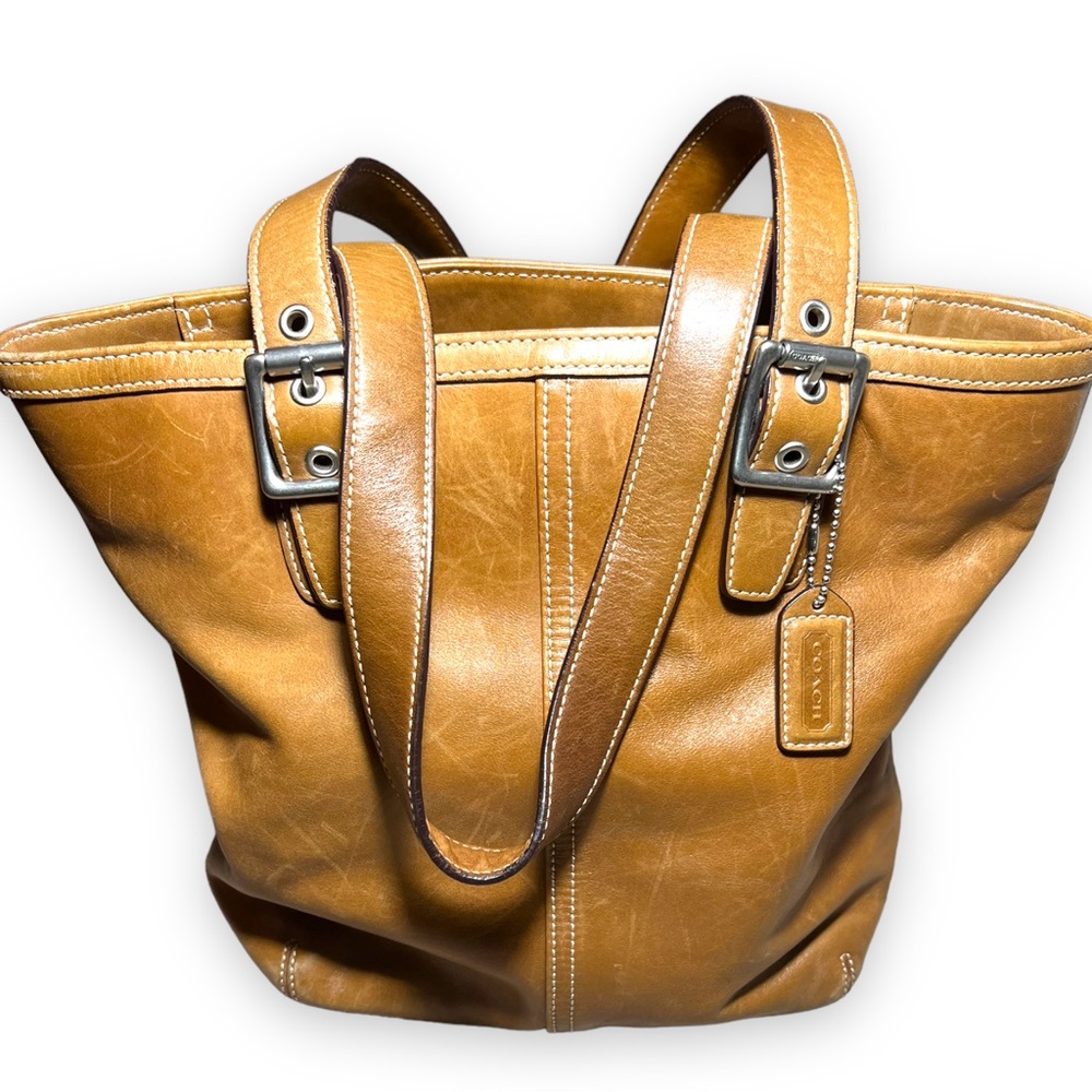 Authentic Coach Hampton 9572 Brown Leather Lunch Tote Handbag
